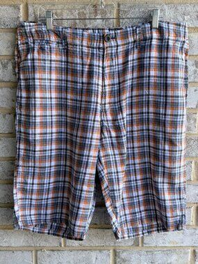 TOSCAIVO 100% Linen Multicolor Plaid Chino Shorts Men's Size 36